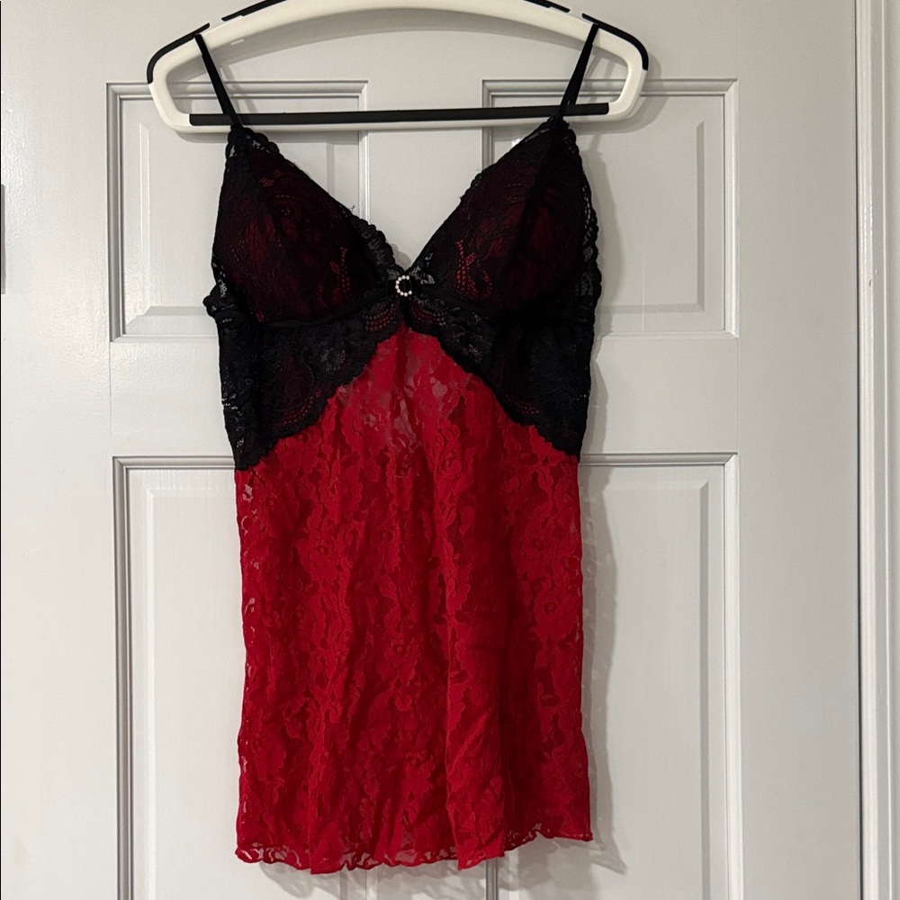 Seductive Wear by Cinema Etoile Red Sequin Babydoll and Thong Set - Medium
